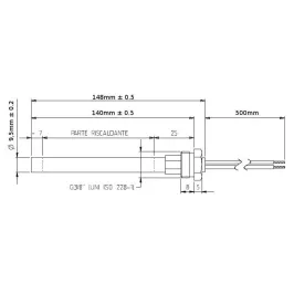 Bougie d'allumage MCZ 350W Longueur 140mm Réf : 41451209600 2