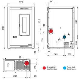 Poêle à granulés ventilé Extraflame Luisella 5.0 Puissance 5.1kW Sortie Fumée Postérieure ou Supérieure 2