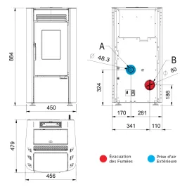 Poêle à granulés ventilé Extraflame Ketty 5.0 Puissance 6.5kW Sortie Fumée Postérieure 2