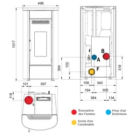 Poêle à granulés canalisable Extraflame Klaudia Plus 5.0 Puissance 8.0kW Sortie Fumée Supérieure ou Postérieure 2