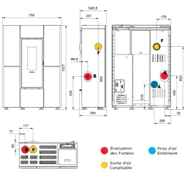 Poêle à granulés canalisable Extraflame Marilena Plus 5.0 Puissance 8.0kW Sortie Fumée Postérieure Supérieure ou Latérale 2