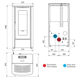 Poêle à granulés ventilé Extraflame Dahiana 5.0 Puissance 10.0kW Sortie Fumée Postérieure 2