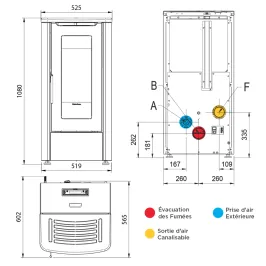 Poêle à granulés canalisable Extraflame Dahiana Plus 5.0 Puissance 10.0kW Sortie Fumée Postérieure 2