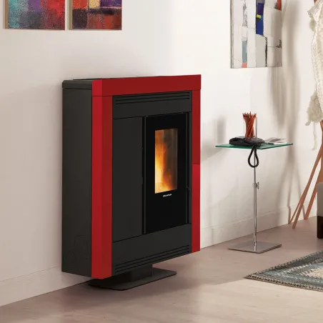 Poêle à granulés canalisable Extraflame Souvenir Plus Steel 5.0 Puissance 10kW Sortie Fumée Postérieure Supérieure ou Latérale