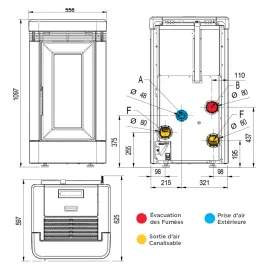Poêle à granulés canalisable Extraflame Lucia Plus Puissance 12.0kW WiFi Sortie Fumée Postérieure 2