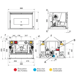 Insert à granulés canalisable Extraflame Comfort P85 Plus Puissance 12.0kW Sortie Fumée Supérieure 2