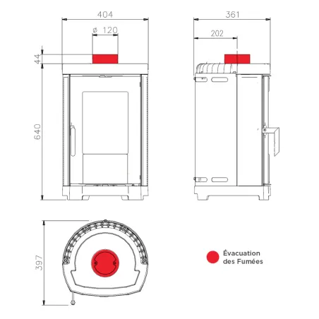 Poêle à bois La Nordica Brigitta GB Puissance 4.7kW Sortie Fumée Supérieure