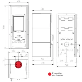 Poêle à bois La Nordica Asia BII Puissance 6kW Sortie Fumée Supérieure 2