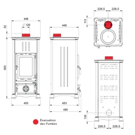 Poêle à bois La Nordica Emiliana Steel Puissance 6.5kW Sortie Fumée Supérieure 2