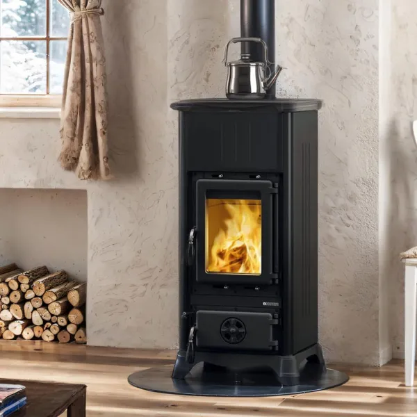 Poêle à bois La Nordica Emiliana Steel Puissance 6.5kW Sortie Fumée Supérieure