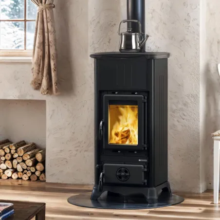 Poêle à bois La Nordica Emiliana Steel Puissance 6.5kW Sortie Fumée Supérieure