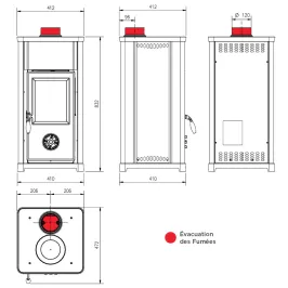 Poêle à bois La Nordica Tea 5.0 Puissance 7.0kW Sortie Fumée Supérieure 2