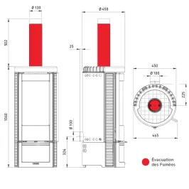 Poêle à bois La Nordica Marlena 5.0 Puissance 7.5kW Sortie Fumée Supérieure 2