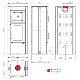 Poêle à bois La Nordica Ester Forno Evo Puissance 8.2kW Sortie Fumée Supérieure 2