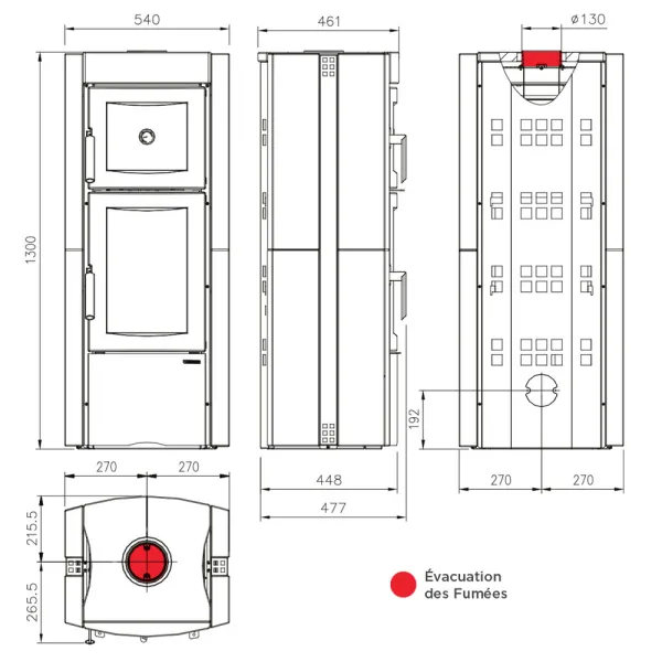Poêle à bois La Nordica Ester Forno Evo Puissance 8.2kW Sortie Fumée Supérieure