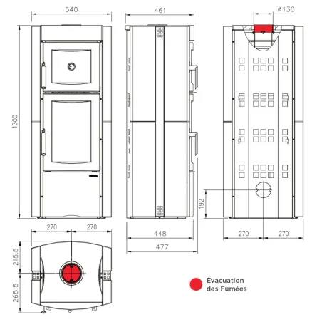Poêle à bois La Nordica Ester Forno Evo Puissance 8.2kW Sortie Fumée Supérieure
