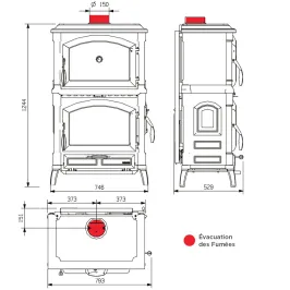 Poêle à bois La Nordica Isotta Forno Evo Puissance 9.7kW Sortie Fumée Supérieure 2