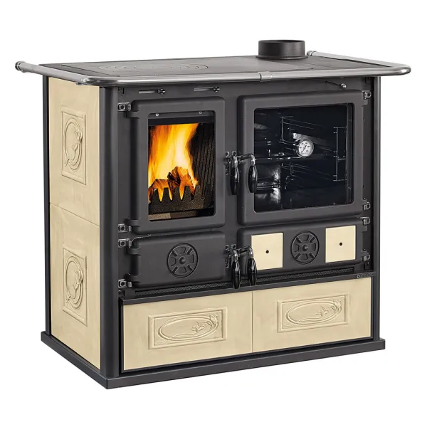 Cuisinière à bois La Nordica Rosa 5.0 VST Ceramica Puissance 8.8kW Sortie Fumée Supérieure Droite