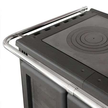 Cuisinière à bois La Nordica Rosa XXL 5.0 VST Steel Puissance 11kW Sortie Fumée Supérieure