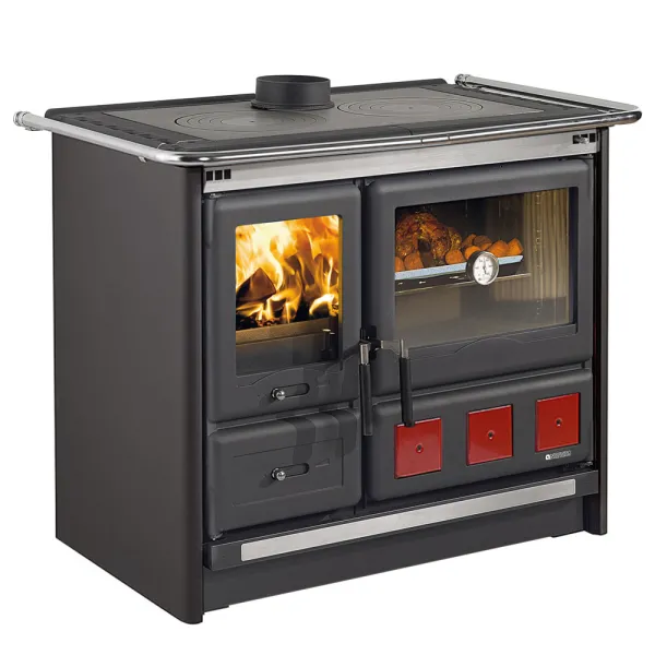 Cuisinière à bois La Nordica Rosa XXL 5.0 VST Steel Puissance 11kW Sortie Fumée Supérieure