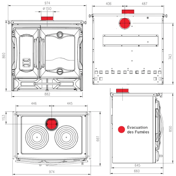 Cuisinière à bois La Nordica Suprema 4.0 Puissance 9kW Sortie Fumée Supérieure