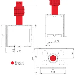Insert à bois La Nordica Inserto 70 PRS Wide Puissance 8.1kW Sortie Fumée Supérieure 2