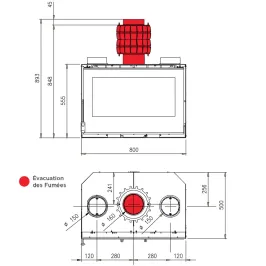 Insert à bois La Nordica Inserto 80 PRS Crystal Ventilato Puissance 8.3kW Sortie Fumée Supérieure 2