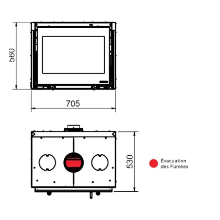 Insert à bois La Nordica Inserto 70 LEAN Puissance 8.5kW Sortie Fumée Supérieure