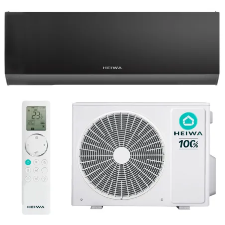 Climatiseur Mono split Heiwa mural Hyoko 3 Noir mat 5kW HMIH-50C1-V1 + HMEH-50-V1 WiFi de série PAC air-air