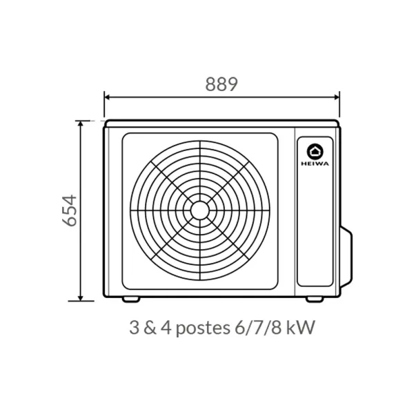Groupe extérieur Heiwa HXES2-3X70-V1 Puissance 7kW Multisplit 3 sorties réversibles Gaz R32