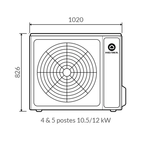 Groupe extérieur Heiwa HXES2-4X105-V1 Puissance 10.5kW Multisplit 4 sorties réversibles Gaz R32