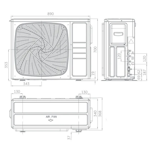 Groupe extérieur Haier 4U75S2SR5FA Multi-split Puissance 7.5kW 4 sorties Inverter Réversible Gaz R32