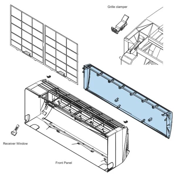 Grille de reprise pour climatiseur Atlantic Fujitsu ASYG18-24KLC Réf. 897674