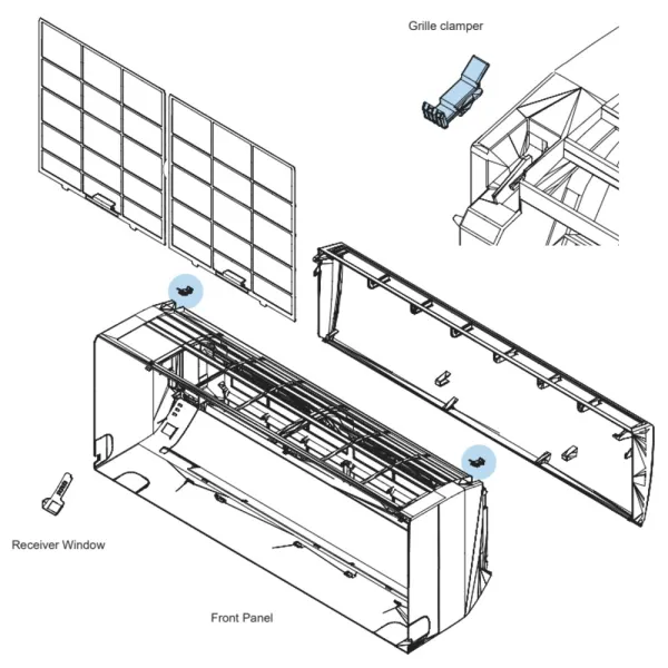 Attache Grille pour climatiseur Atlantic Fujitsu ASYG18-24KLC Réf. 906350
