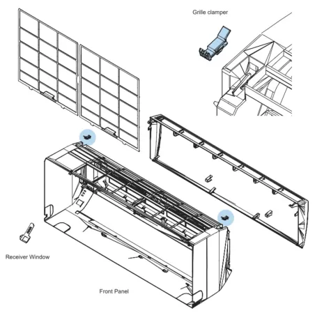 Attache Grille pour climatiseur Atlantic Fujitsu ASYG18-24KLC Réf. 906350