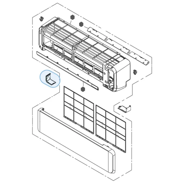 Cache inférieur L Atlantic Fujitsu pour unités ASYG18-24KMTE Réf. 893634