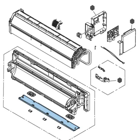 Cache inférieur C Atlantic Fujitsu pour unités ASYG18-24KMTE Réf. 893639