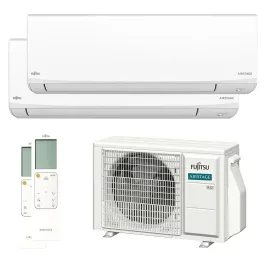 Climatisation bi split FUJITSU Mural KJ Blanc AOEG14KBCA2 4kW tailles 25 + 25 WiFi de série ASEH09KJCAL + ASEH09KJCAL