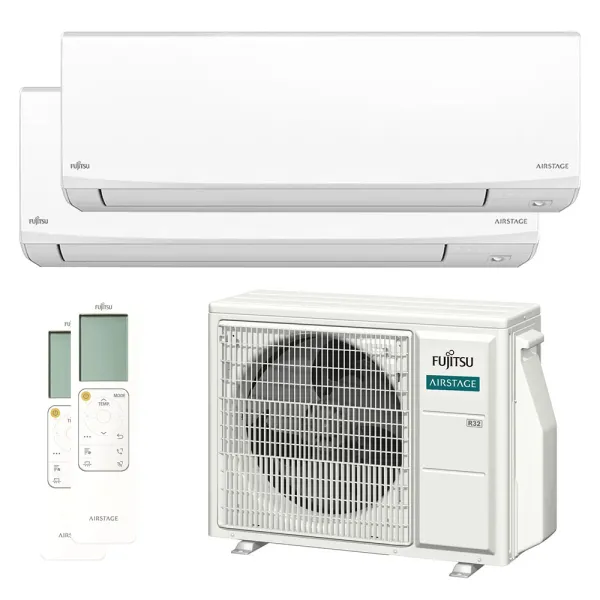 Climatisation bi split FUJITSU Mural KJ Blanc AOEG18KBCA2 5kW tailles 20 + 25 WiFi de série ASEH07KJCAL + ASEH09KJCAL