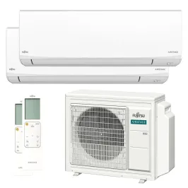 Climatisation bi split FUJITSU Mural KJ Blanc AOEG24KBCA3 6.8kW tailles 35 + 35 WiFi de série ASEH12KJCAL + ASEH12KJCAL