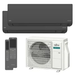 Climatisation bi split FUJITSU Mural KJ Noir AOEG18KBCA2 5kW tailles 20 + 25 WiFi de série ASEH07KJCALB + ASEH09KJCALB