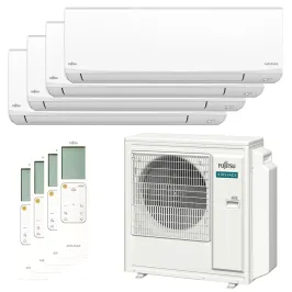 Quadri split FUJITSU Mural KJ Blanc AOEG30KBTA4 8kW tailles 20 + 20 + 25 + 35 WiFi ASEH07KJCAL (x2) + ASEH09KJCAL + ASEH12KJCAL