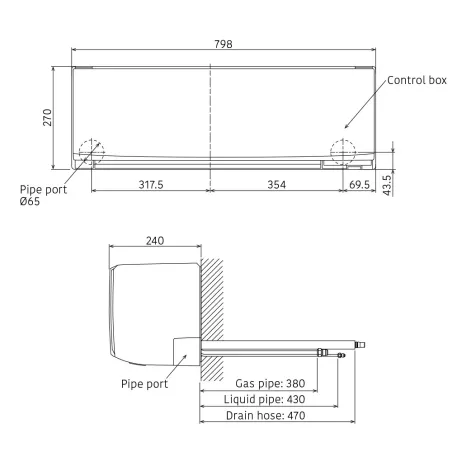 Quadri split FUJITSU Mural KJ Noir AOEG30KBTA4 8kW tailles 20 + 25 + 25 + 42 ASEH07KJCALB + ASEH09KJCALB (x2) + ASEH14KJCALB