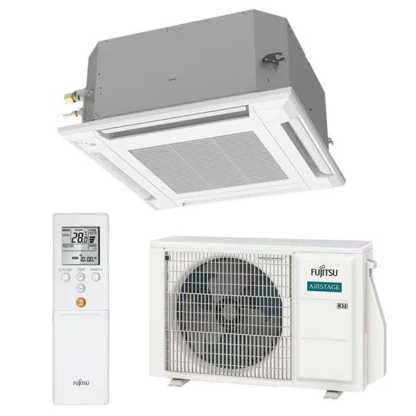 Climatiseur Fujitsu cassette KVLA 4.3kW AUXG14KVLA + AOEG14KBTB Performance Monosplit pour application commerciale