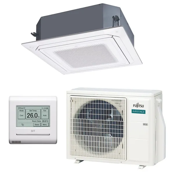 Climatiseur Fujitsu Cassette KR Blanc 5.2kW AUXG18KRLB + AOEG18KBTB Performance Monosplit pour application commerciale