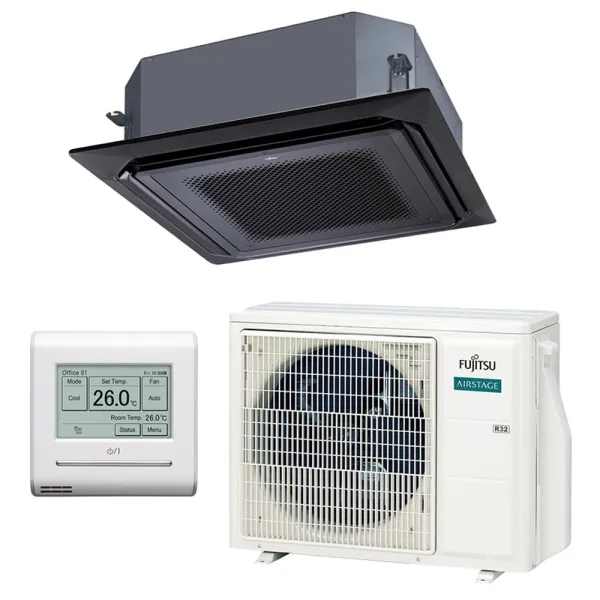 Climatiseur Fujitsu Cassette KR Noir 5.2kW AUXG18KRLB + AOEG18KBTB Performance Monosplit pour application commerciale