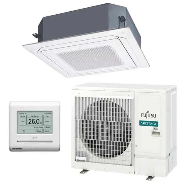 Climatiseur Fujitsu Cassette KR Blanc 8.5kW AUXG30KRLB + AOEG30KATA Serie ECO Monosplit pour application commerciale