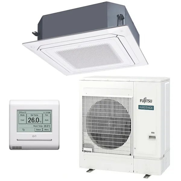 Climatiseur Fujitsu Cassette KR Blanc 12.1kW AUXG45KRLB + AOEG45KATA Serie ECO Monosplit pour application commerciale