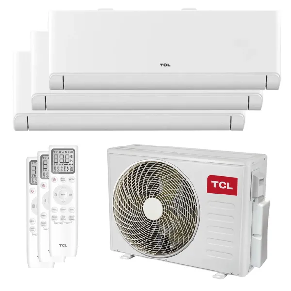 Climatisation tri split TCL Mural BreezeIN P4 MT2730 7.9kW tailles 25 + 25 + 35 WiFi de série SN09P4S0 + SN09P4S0 + SN12P4S0