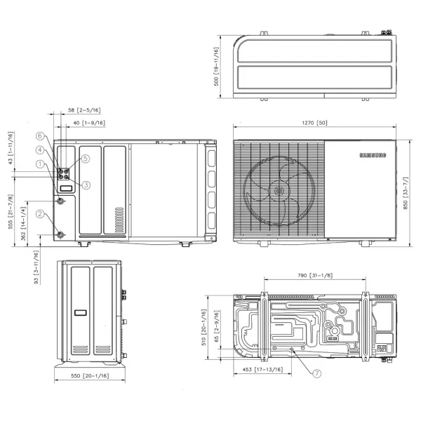 Pompe à chaleur air-eau Samsung EHS Monobloc R290 8kW AE080CXYBGK Triphasé avec pompe intégrée